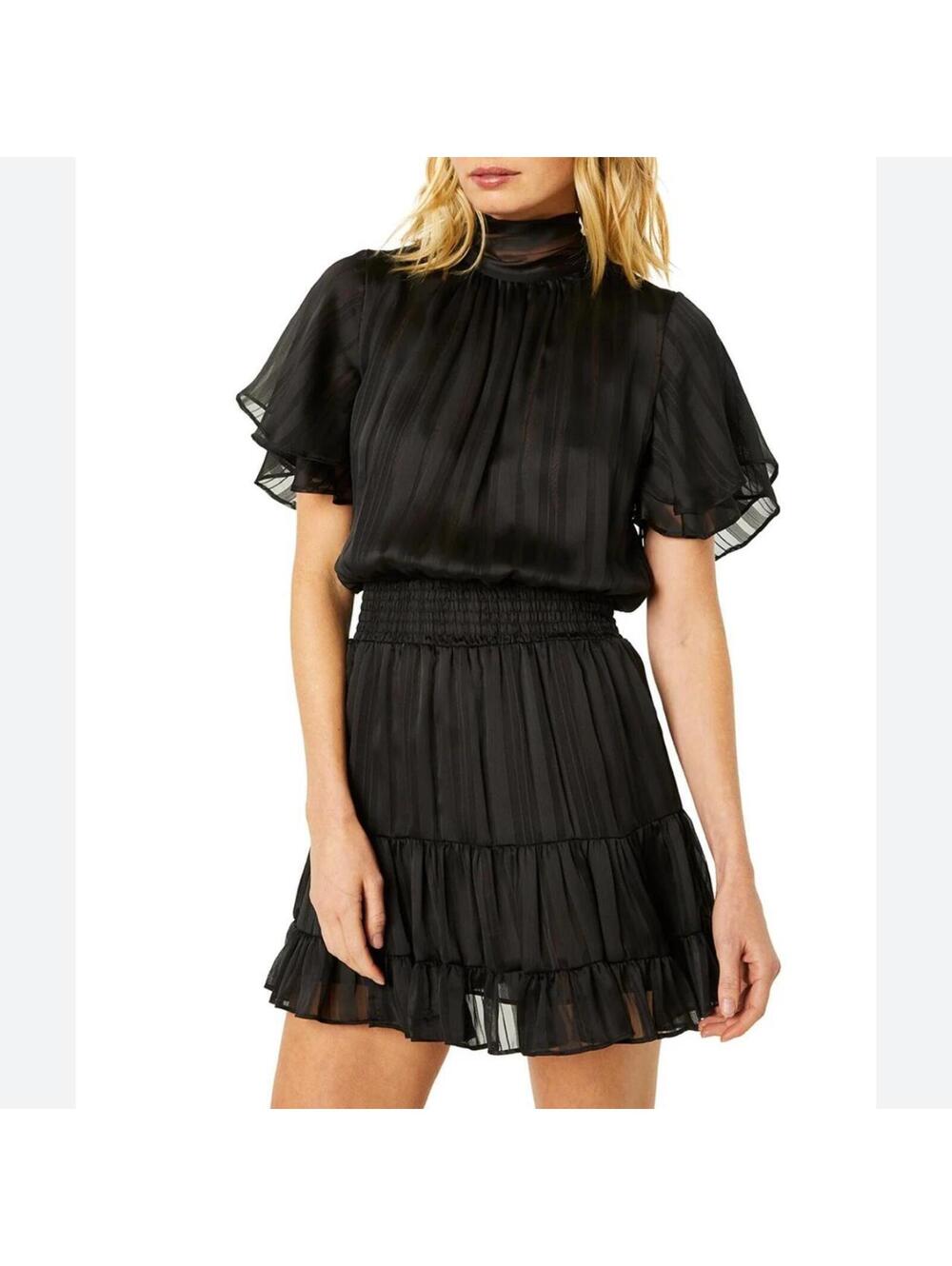 MISA Saffie Dress in Solid Stripe Black size XS